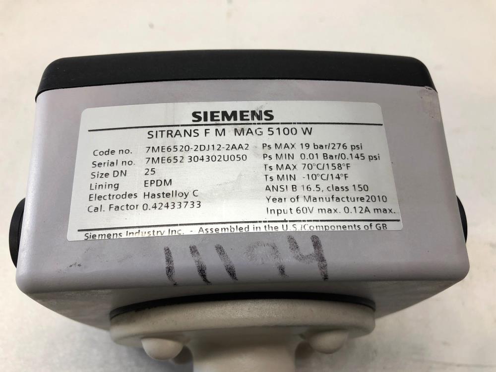 Siemens Sitrans FM MAG 5100 W Electromagnetic Flow Sensor 7ME6520-2DJ12-2AA2